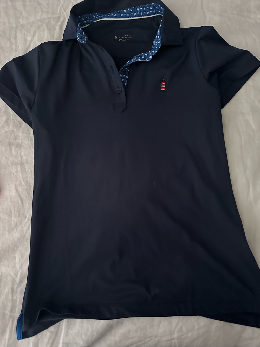 Peter Millar Navy Short-Sleeve Polo with Harbour Town logo